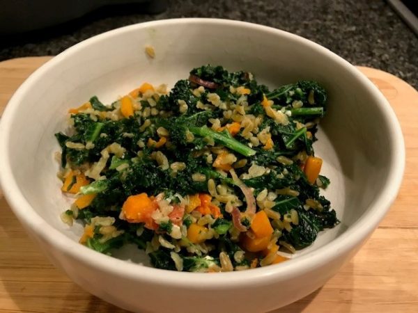 Freekeh met boerenkool, pompoen en feta  (VEG)