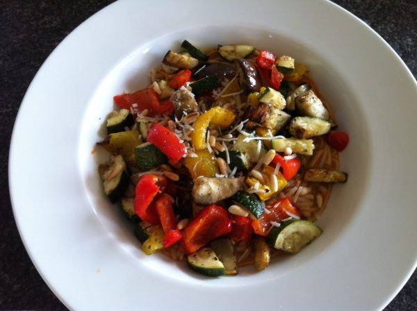 Pasta met gegrilde groenten (LV – GV/TV – VEG)