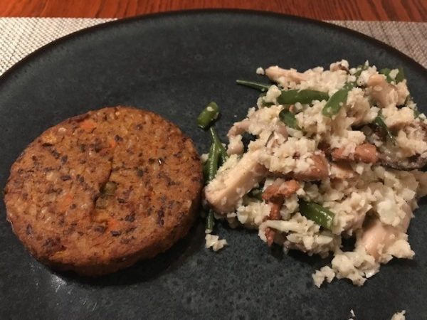 Risotto van bloemkoolrijst met wilde champignons en sperziebonen (GV – LV)