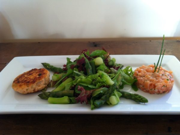 Zalm duo met groene asperges (GV – LV – CD)