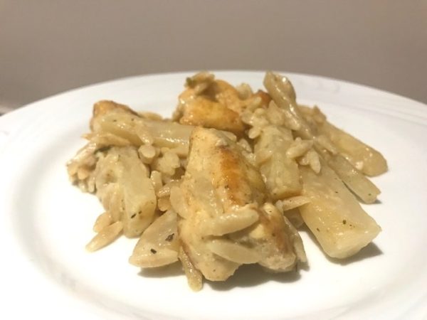 Orzo met schorseneer en kip-curry-rozemarijn