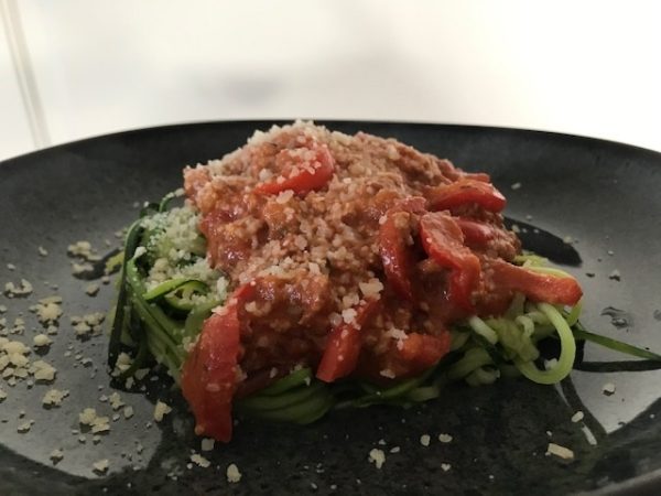 Courgette spaghetti “easy” bolognaise (GV)