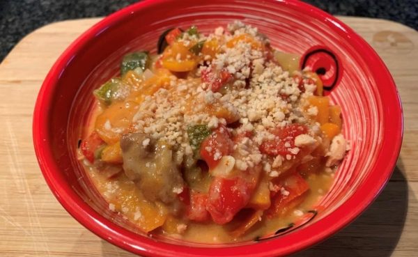 Curry van zoete aardappel, pinda en citroenverbena (VEG – GV – LV)