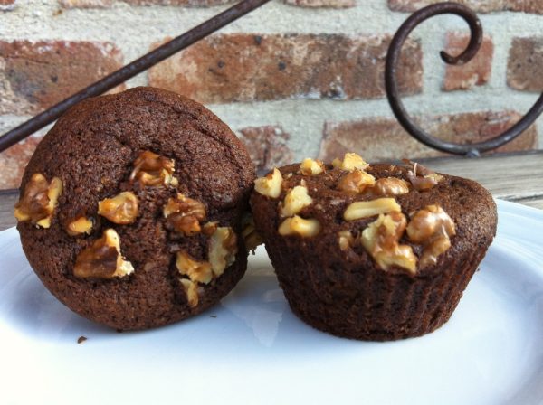 Chocolade muffins met krokante walnoten (GV – LV)
