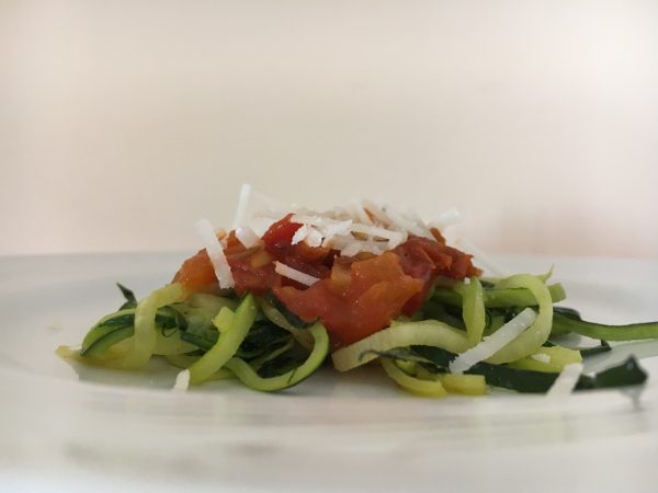 Courgette spaghetti “Arrabiata” – GV / VEG / CD