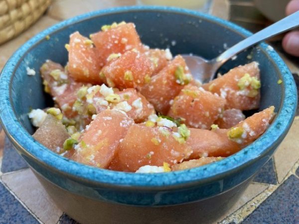 Watermeloen met feta & pistache
