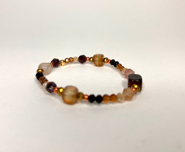 Agaat & bruine toermalijn ketting + armband set - Afbeelding 3