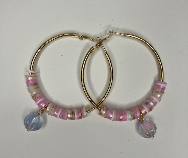 Katsuki oorringen roze met Tsjechisch glas (large) - Afbeelding 3