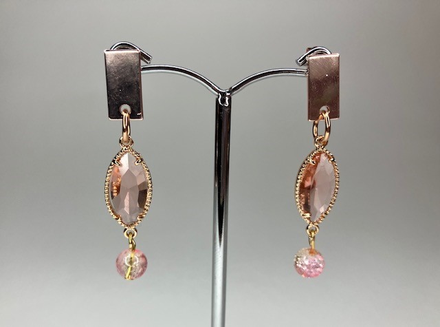 Glasfacet rosegold oorringen - Afbeelding 2