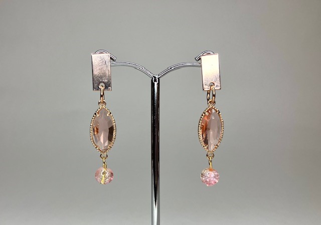 Glasfacet rosegold oorringen