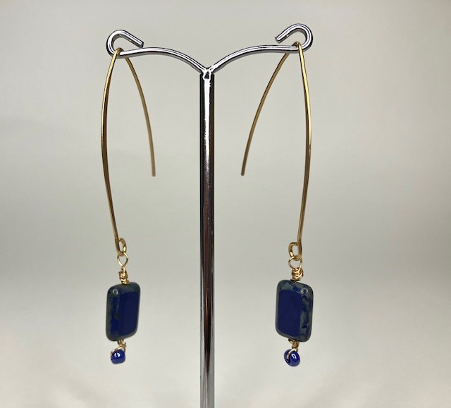 Tsjechisch glas koningblauw oorringen