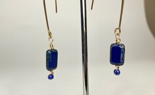 Tsjechisch glas koningblauw oorringen - Afbeelding 2