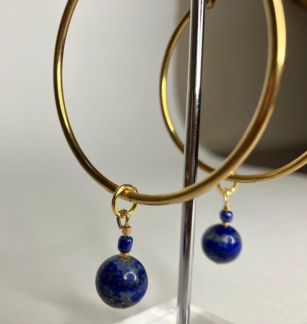 Lapis lazuli oorringen creolen (large) - Afbeelding 3