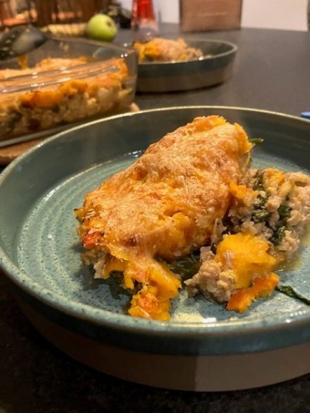 Ovenschotel kip, pompoen en peer