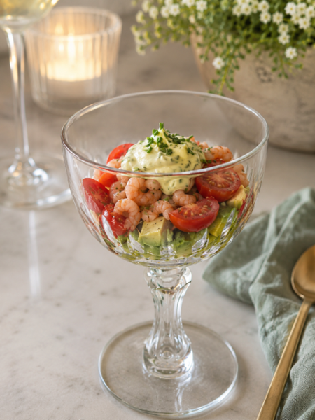 Garnaal-avocado hapje met bieslookmayonaise