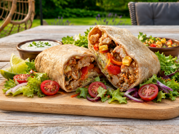 Volkoren burrito met kip en avocado
